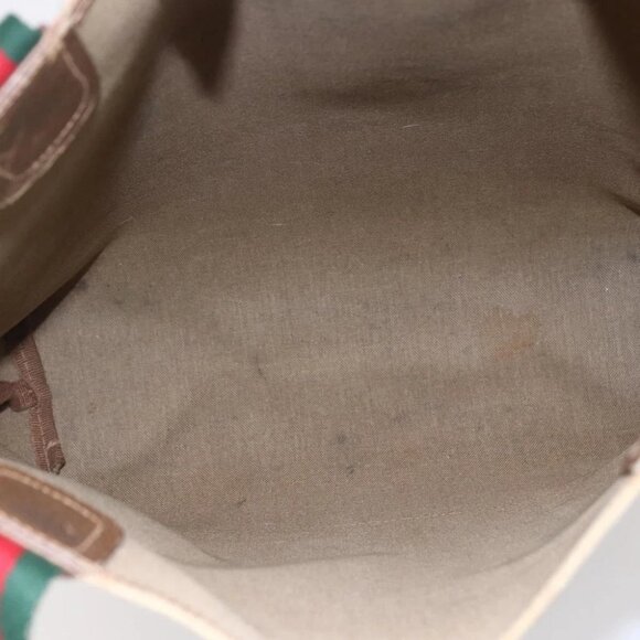 GUCCI GG Supreme Web Sherry Line Bag PVC Leather Beige - Picture 12 of 15